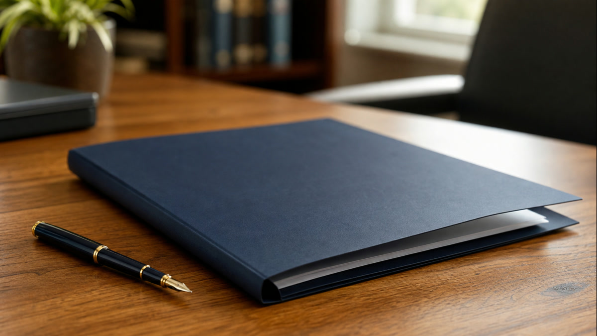 An organized operational-records folder on a desk